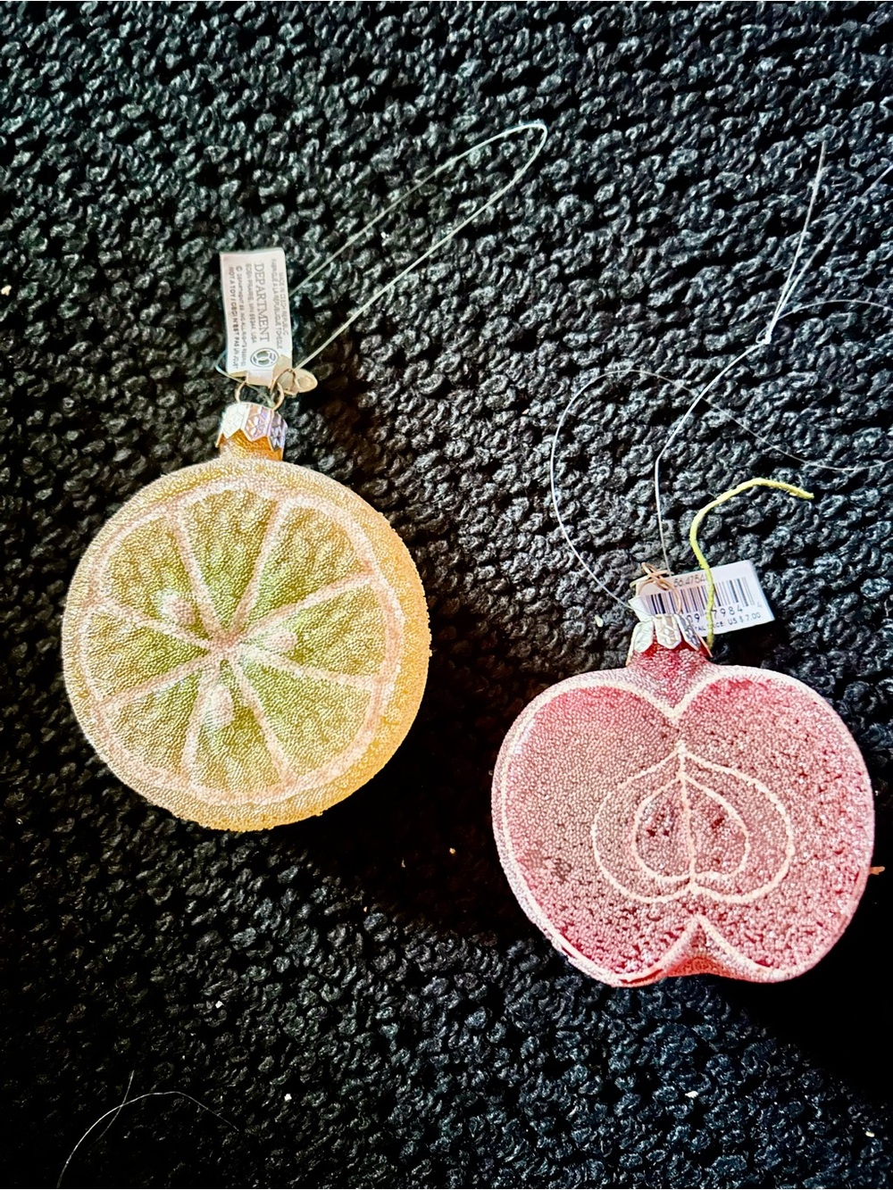 Department 56 Red Apple 🍎& Lemon 🍋 Glass Fruit Ornaments